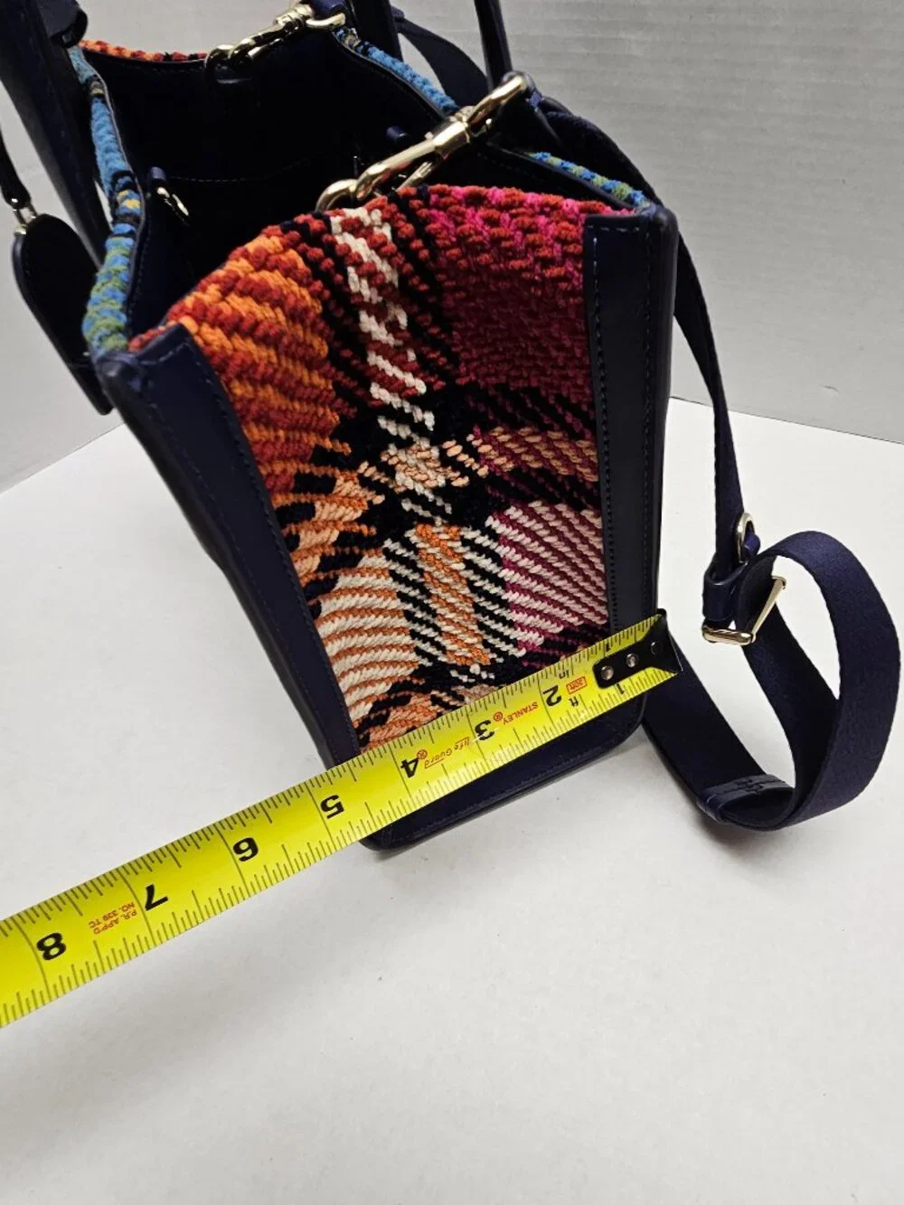 Kate Spade Manhattan Grand Plaid Tweed Small Tote Bag Adjustable Strap Handles